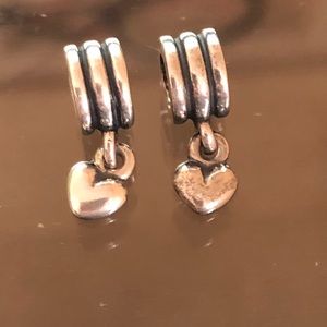 Pandora silver puffy heart dangle spacers